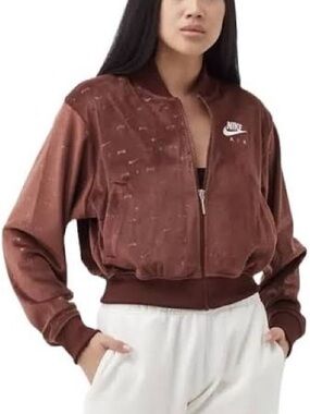 Nike Women's Brown Velvet Bomber Jacket